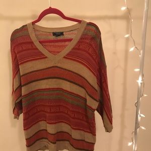 chaps warm toned striped sweater